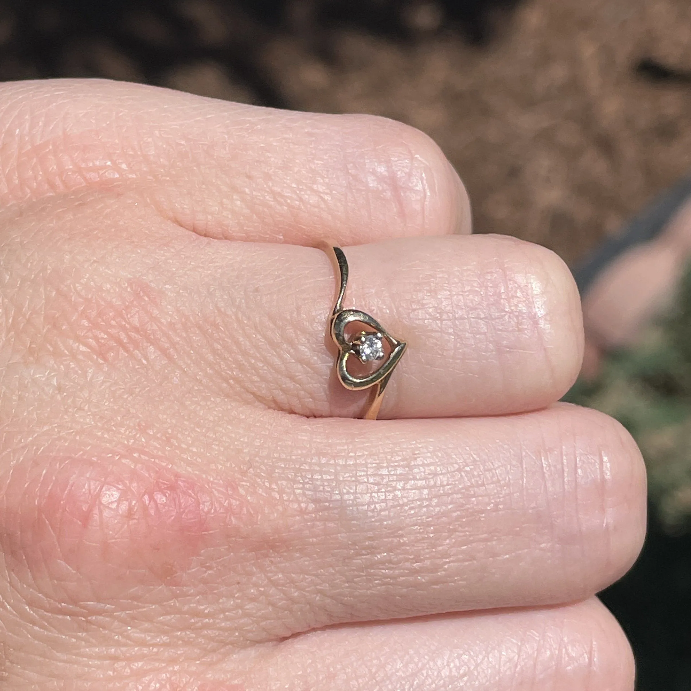 10K Gold Diamond Heart Ring, Size 6