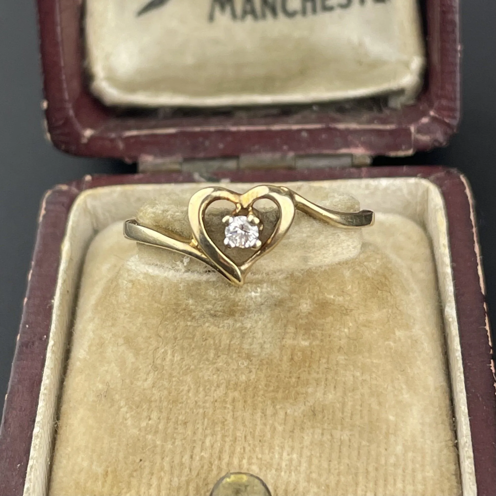 10K Gold Diamond Heart Ring, Size 6