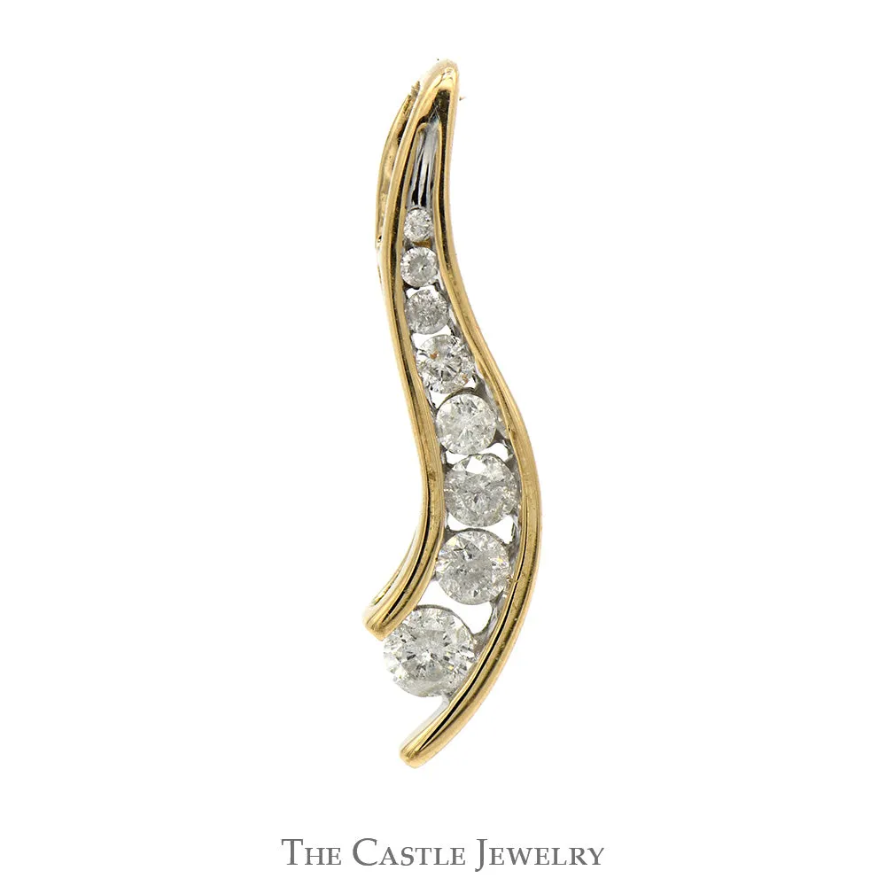 1/2cttw Diamond Journey Style Pendant in 10k Yellow Gold