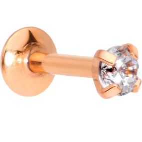 1/4 Clear 3mm Gem Rose Gold IP Internally Threaded Labret Monroe Tragus