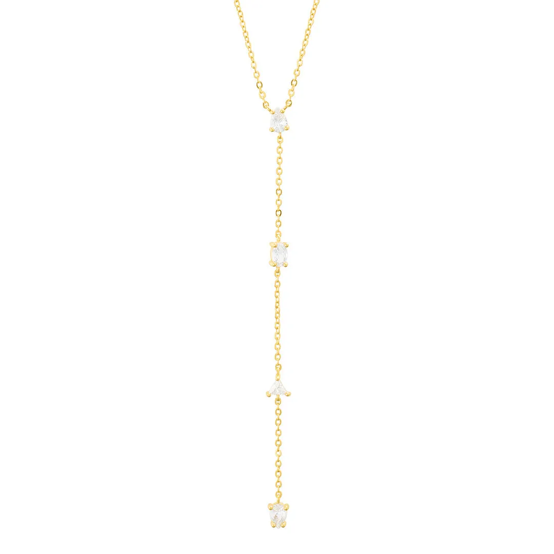 14k Gold Plated Adjustable Mixed Stone Lariat Y-Necklace