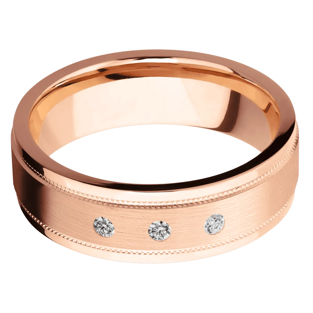 14K Rose Gold with Satin , Polish Finish