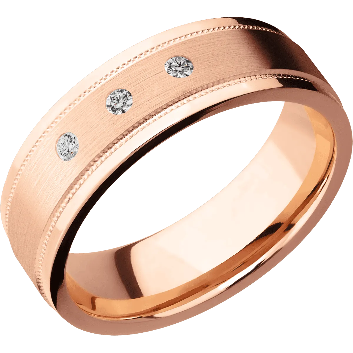 14K Rose Gold with Satin , Polish Finish