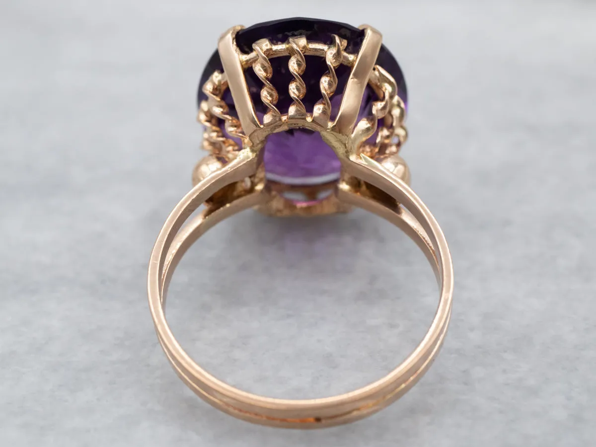 18K Gold Amethyst Statement Ring