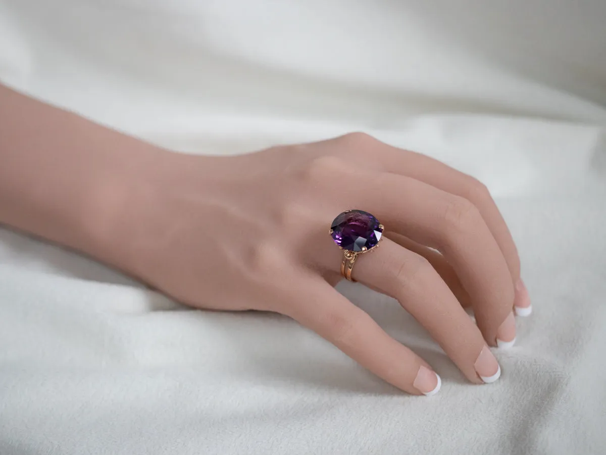 18K Gold Amethyst Statement Ring