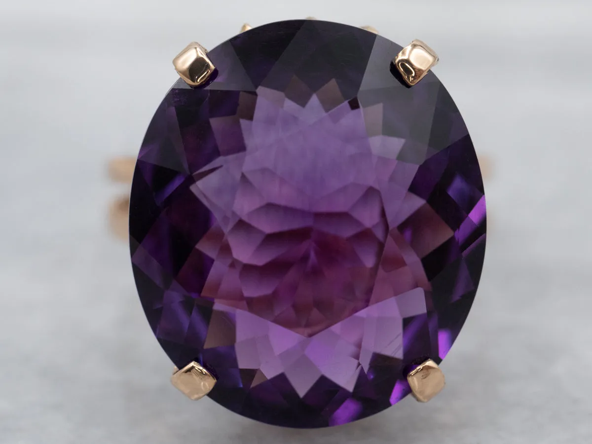 18K Gold Amethyst Statement Ring