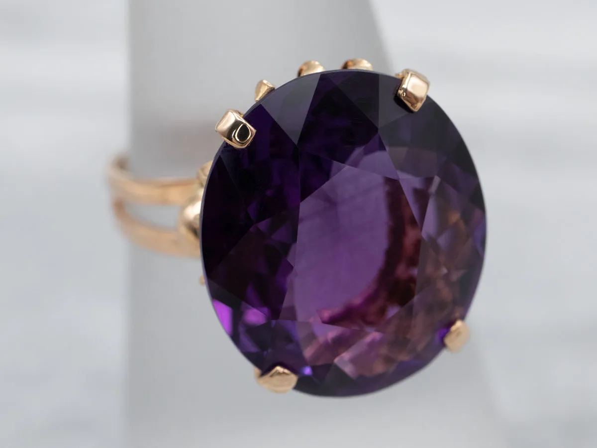 18K Gold Amethyst Statement Ring