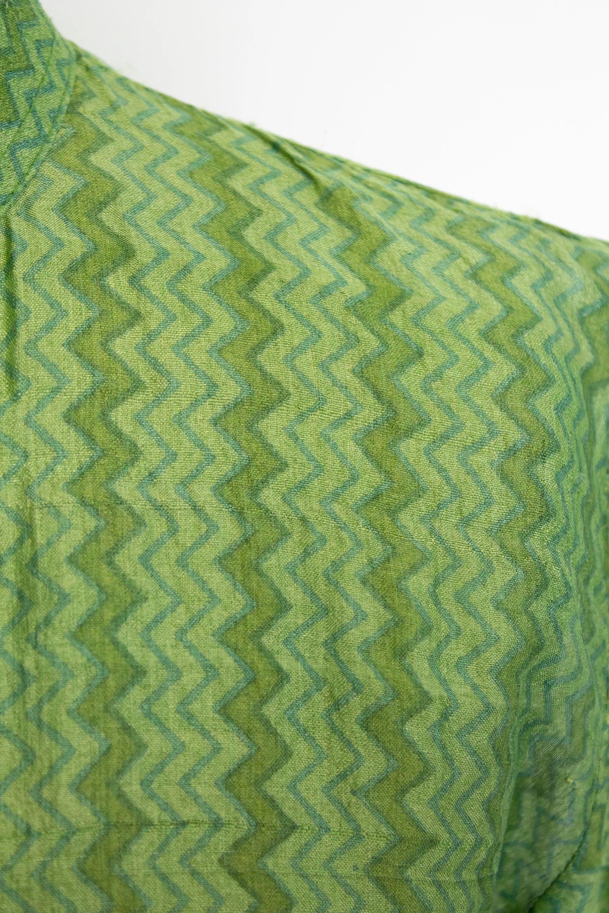 1970s India SILK Blouse Green Sheer Top Medium