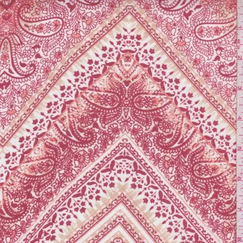 2 YD PC-Garnet Paisley Chevron Crepe Georgette Fabric