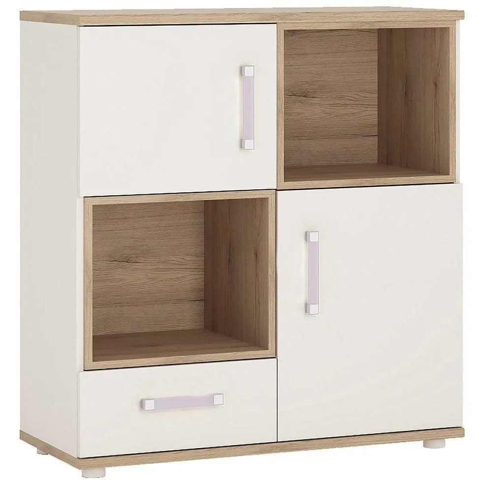 4Kids Wide Cupboard with Lilac Handles