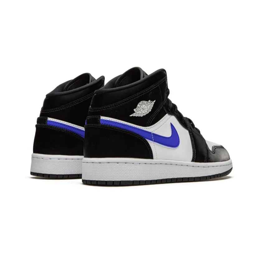 Air Jordan 1 Mid GS Black Racer Blue Orange White