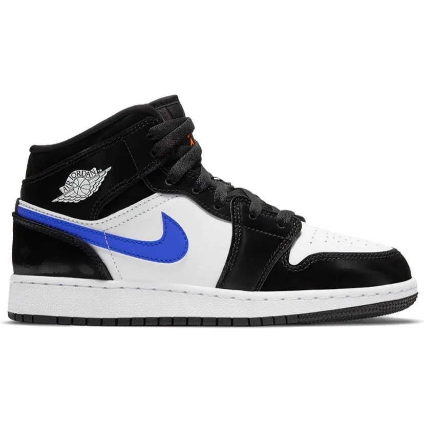 Air Jordan 1 Mid GS Black Racer Blue Orange White