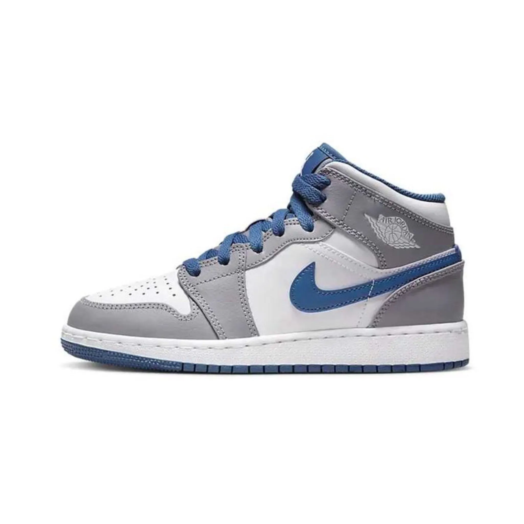 Air Jordan 1 Mid GS True Blue Cement Grey White