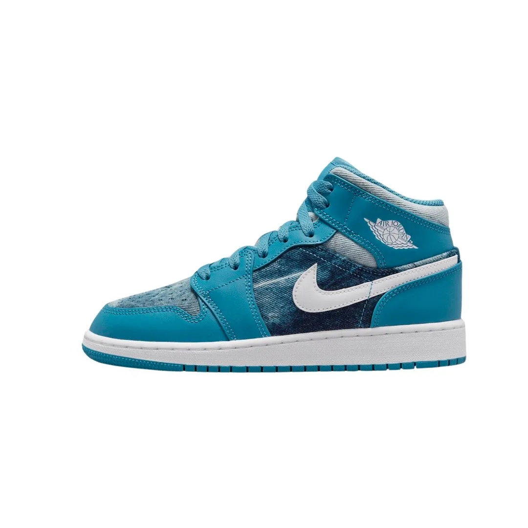 Air Jordan 1 Mid GS White Dutch Blue White