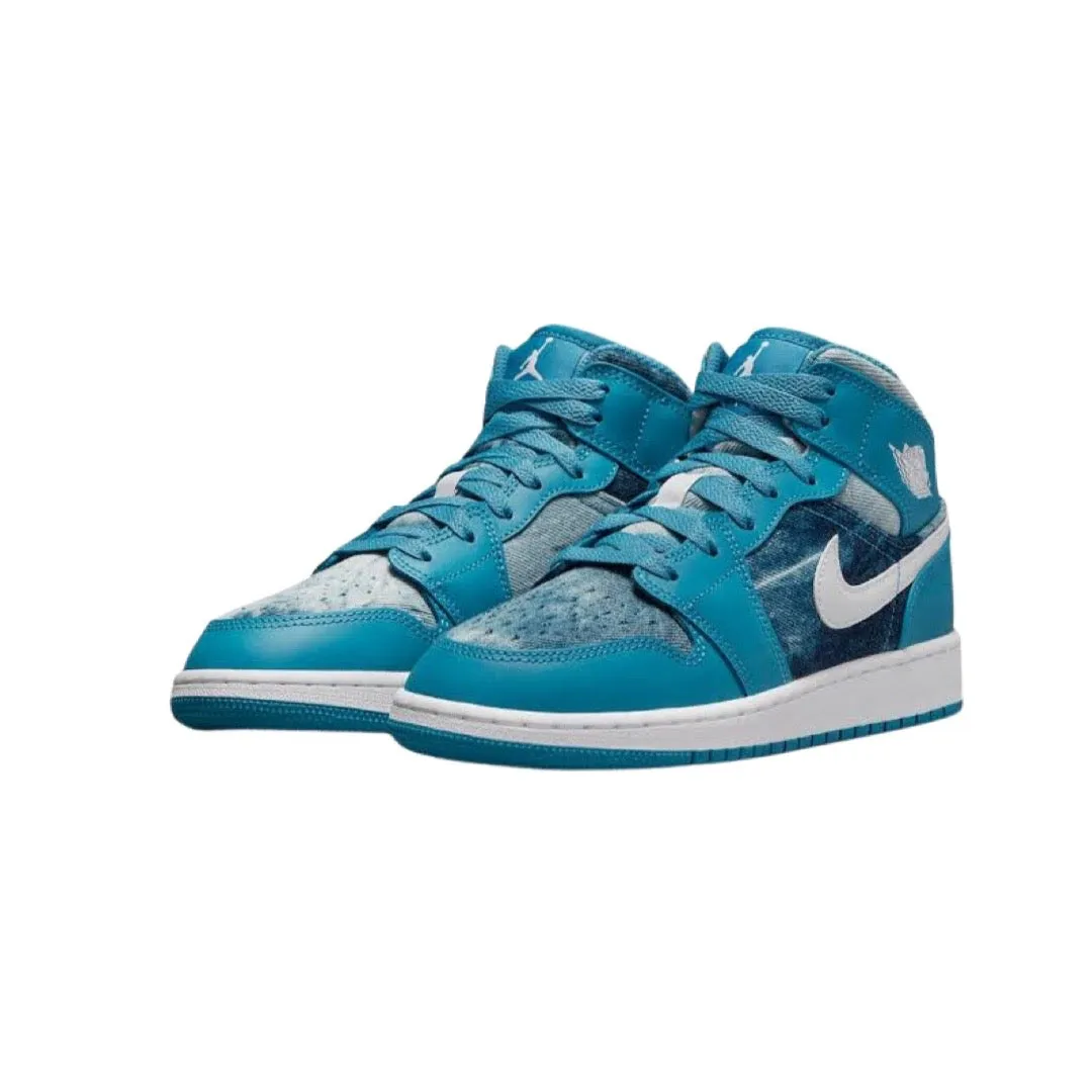 Air Jordan 1 Mid GS White Dutch Blue White