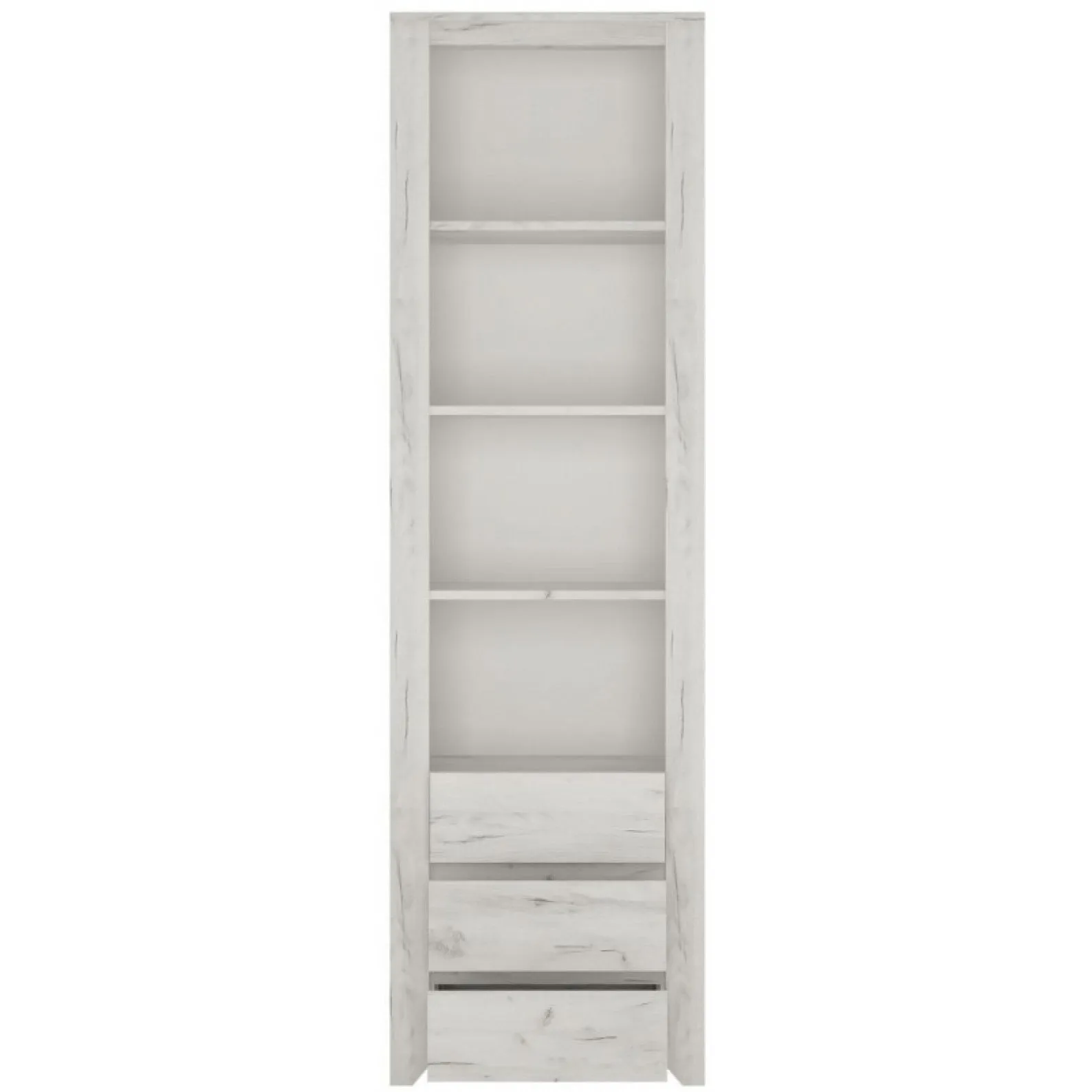 Angel White Oak Finish Tall Narrow Bookcase