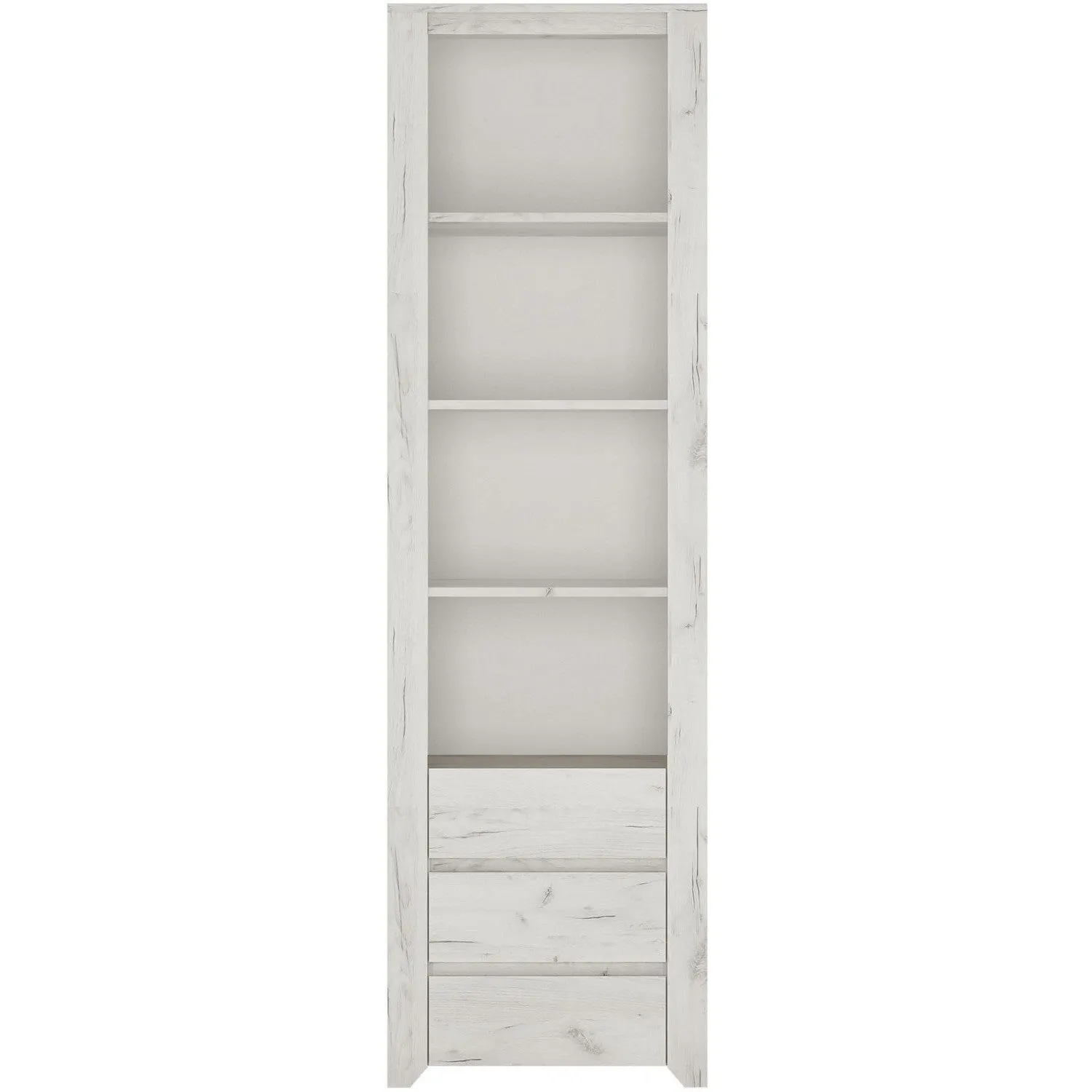 Angel White Oak Finish Tall Narrow Bookcase