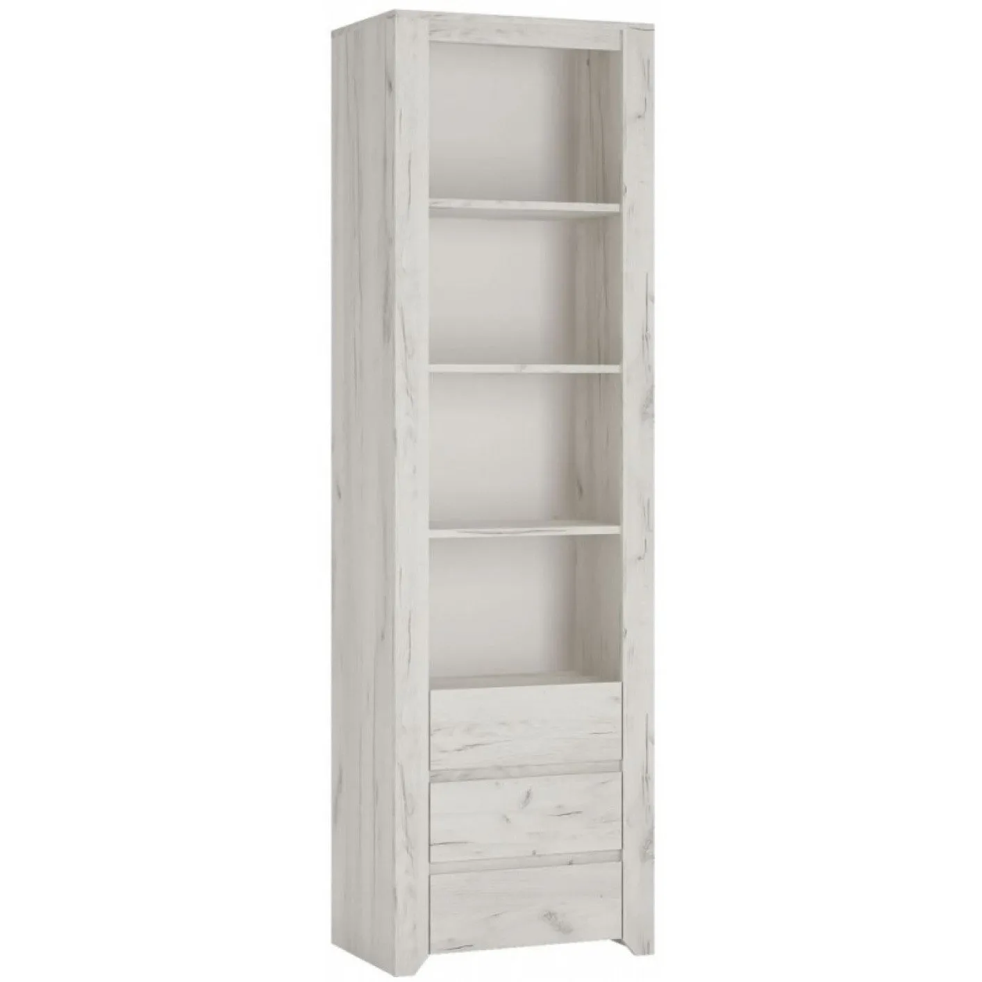 Angel White Oak Finish Tall Narrow Bookcase