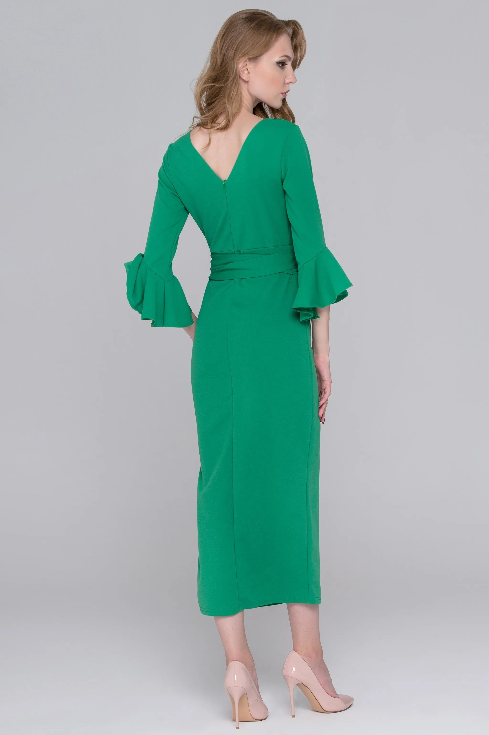 Archer Green Trumpet Sleeves Midi Dress