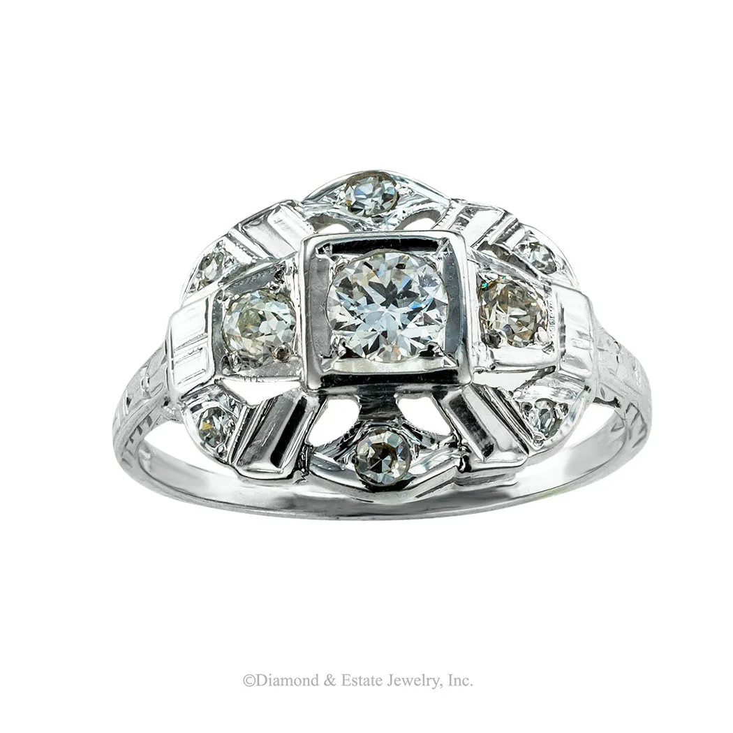 Art Deco Old European Cut Diamond Engagement Ring