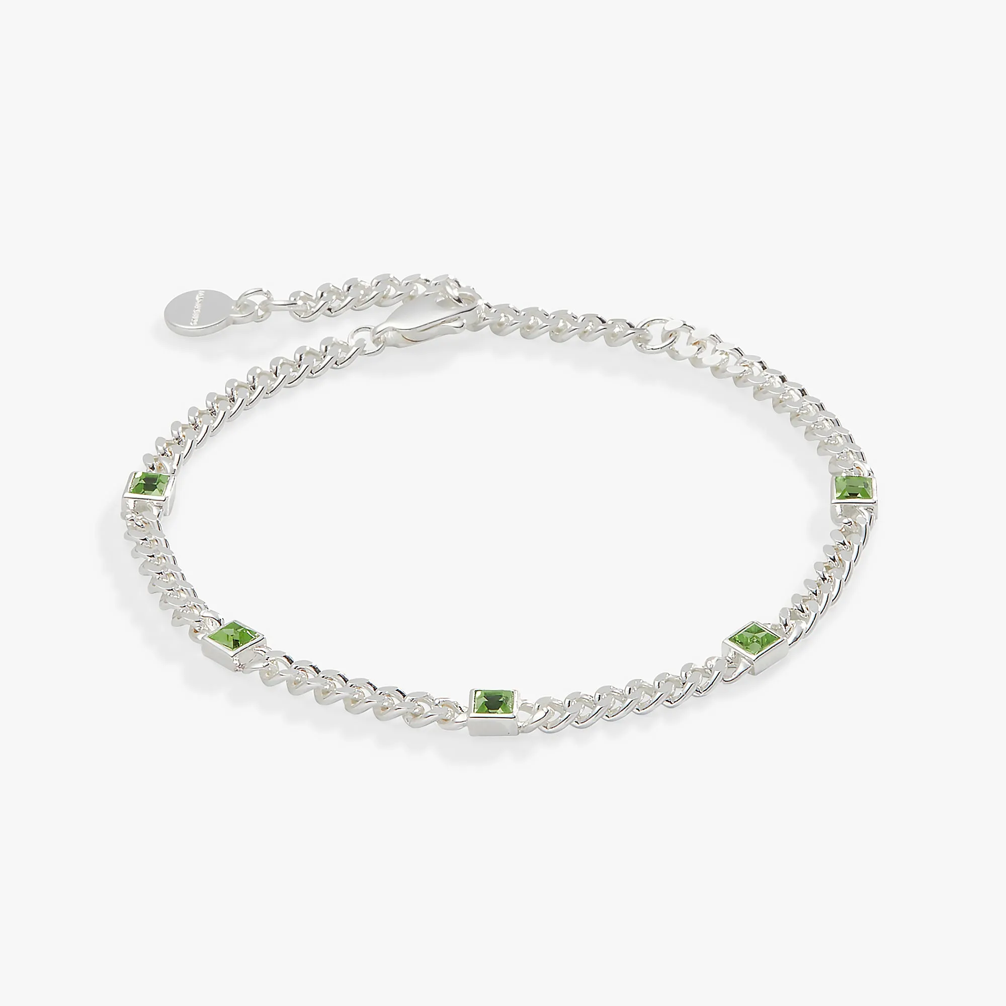 August Birthstone Peridot Curb Chain Bracelet