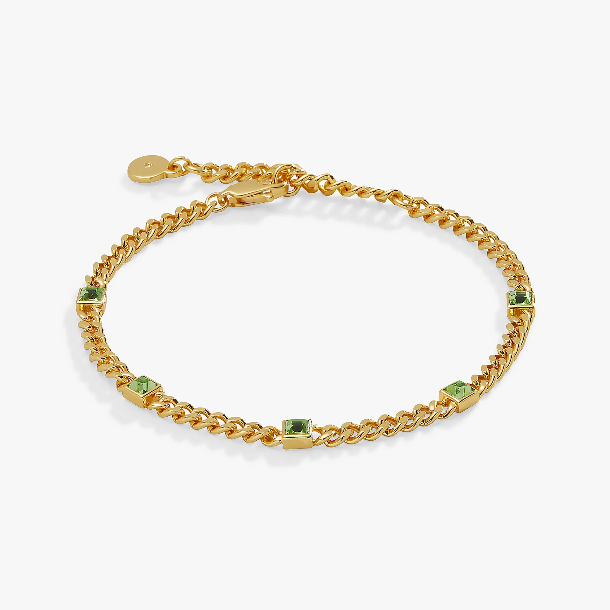 August Birthstone Peridot Curb Chain Bracelet