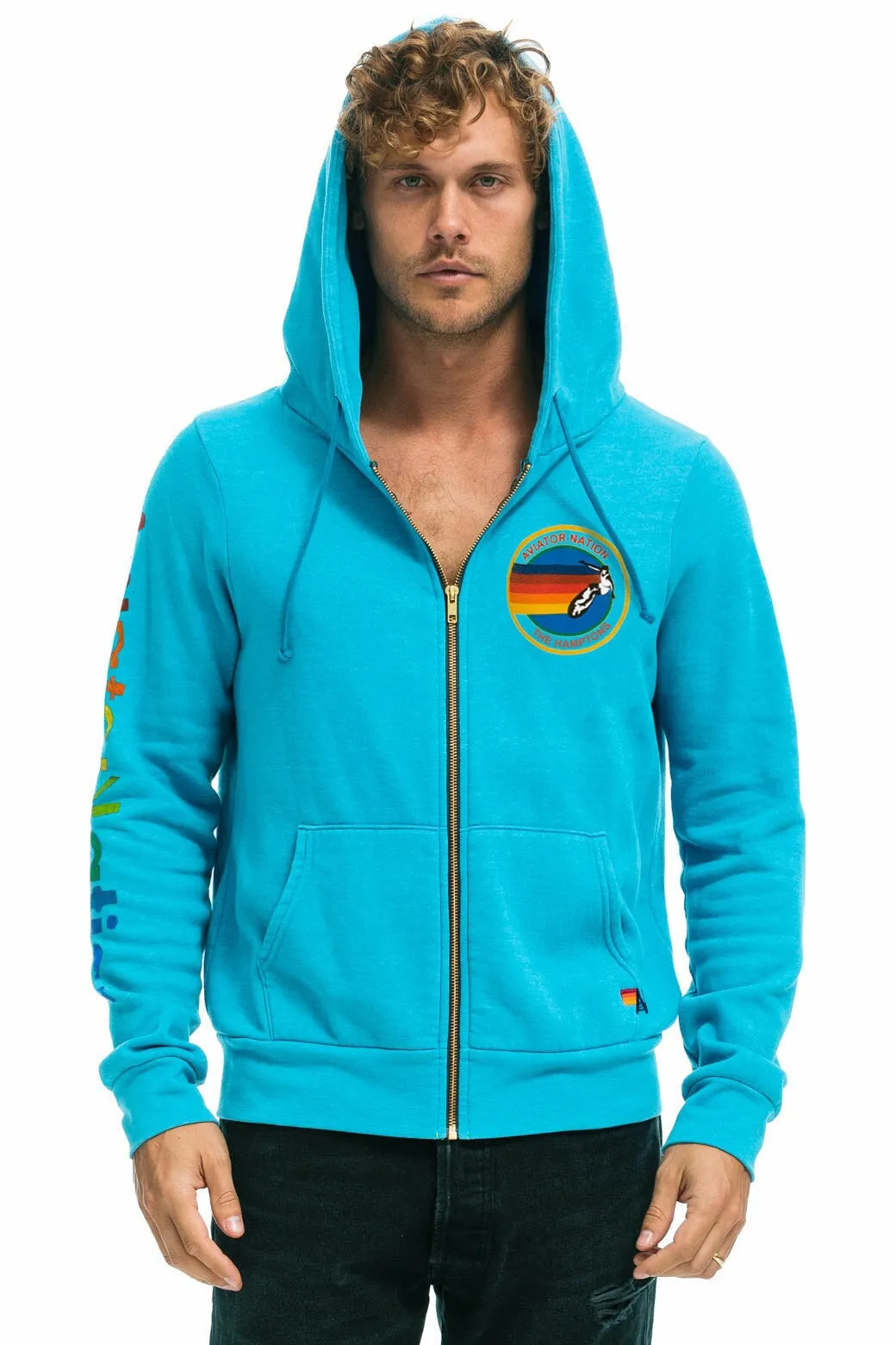 AVIATOR NATION HAMPTONS HOODIE - NEON BLUE