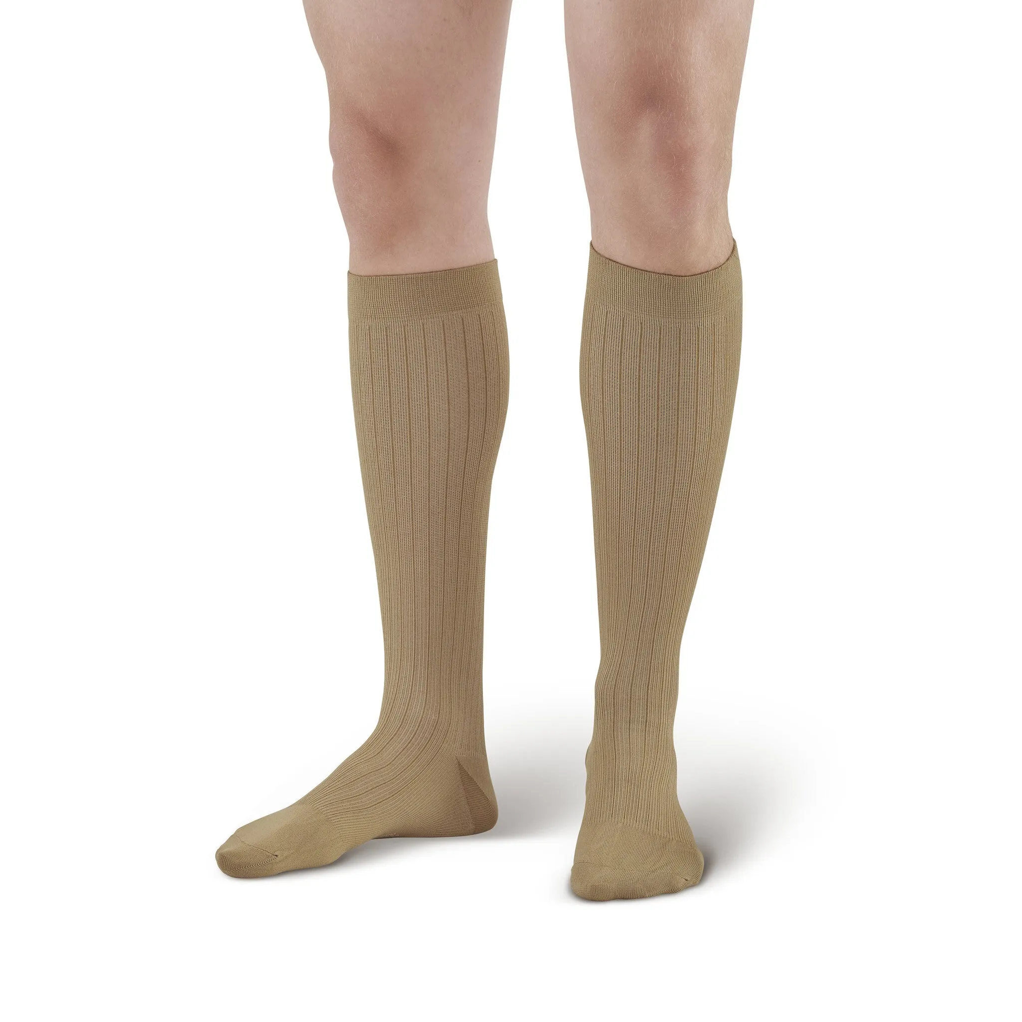 AW Style 129 Men's Microfiber/Cotton Knee High Dress Socks - 15-20 mmHg