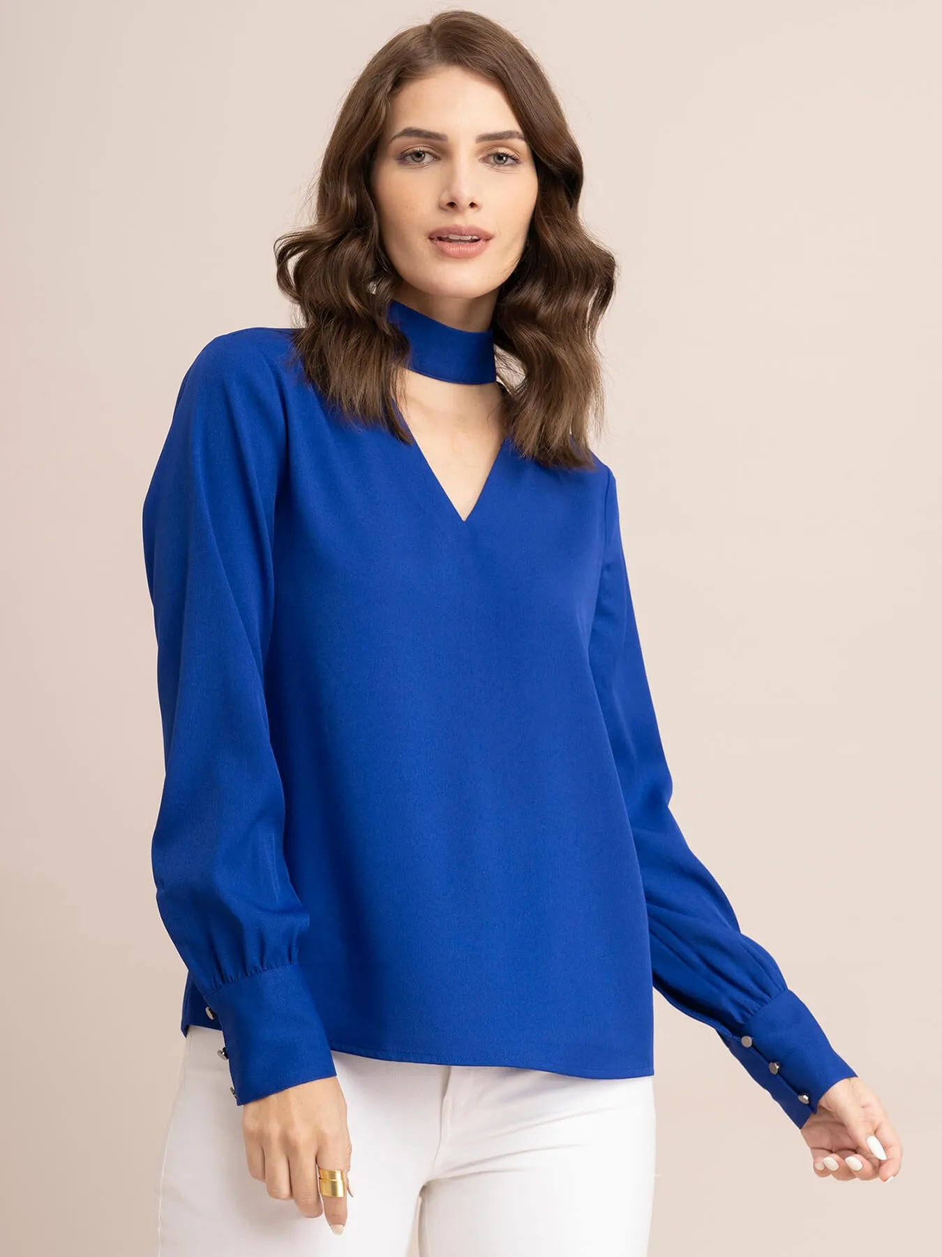 Band V Neck Top - Royal Blue