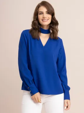 Band V Neck Top - Royal Blue