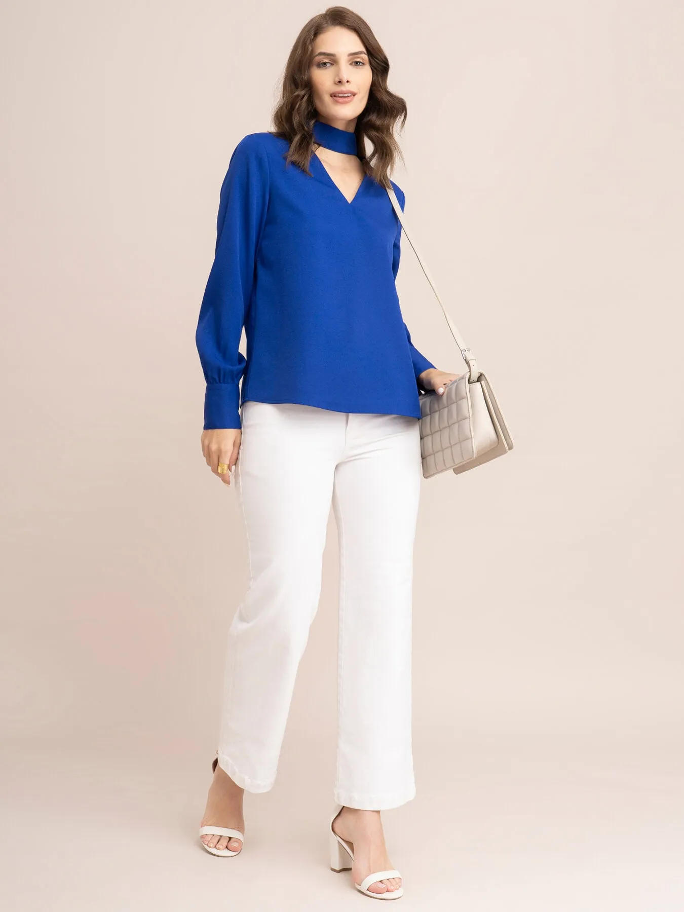 Band V Neck Top - Royal Blue