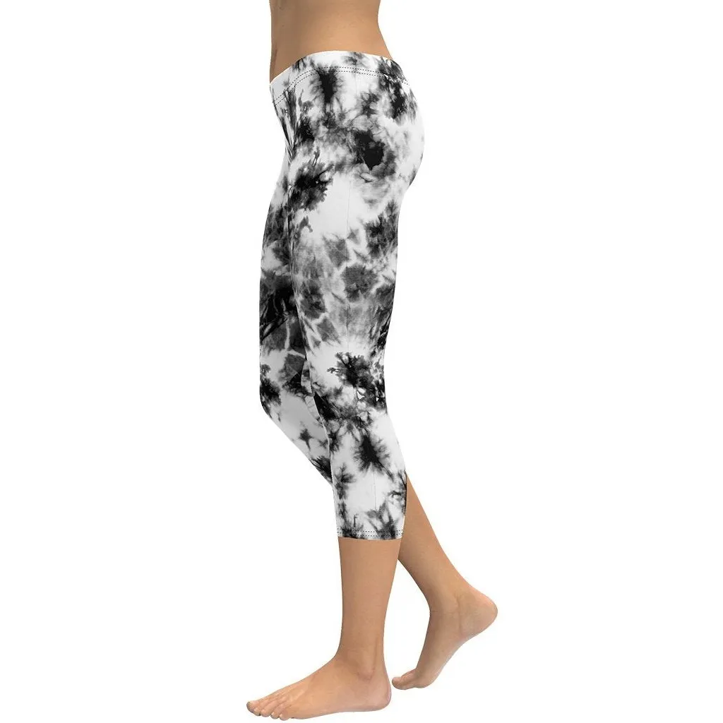 Black & White Tie Dye Capris