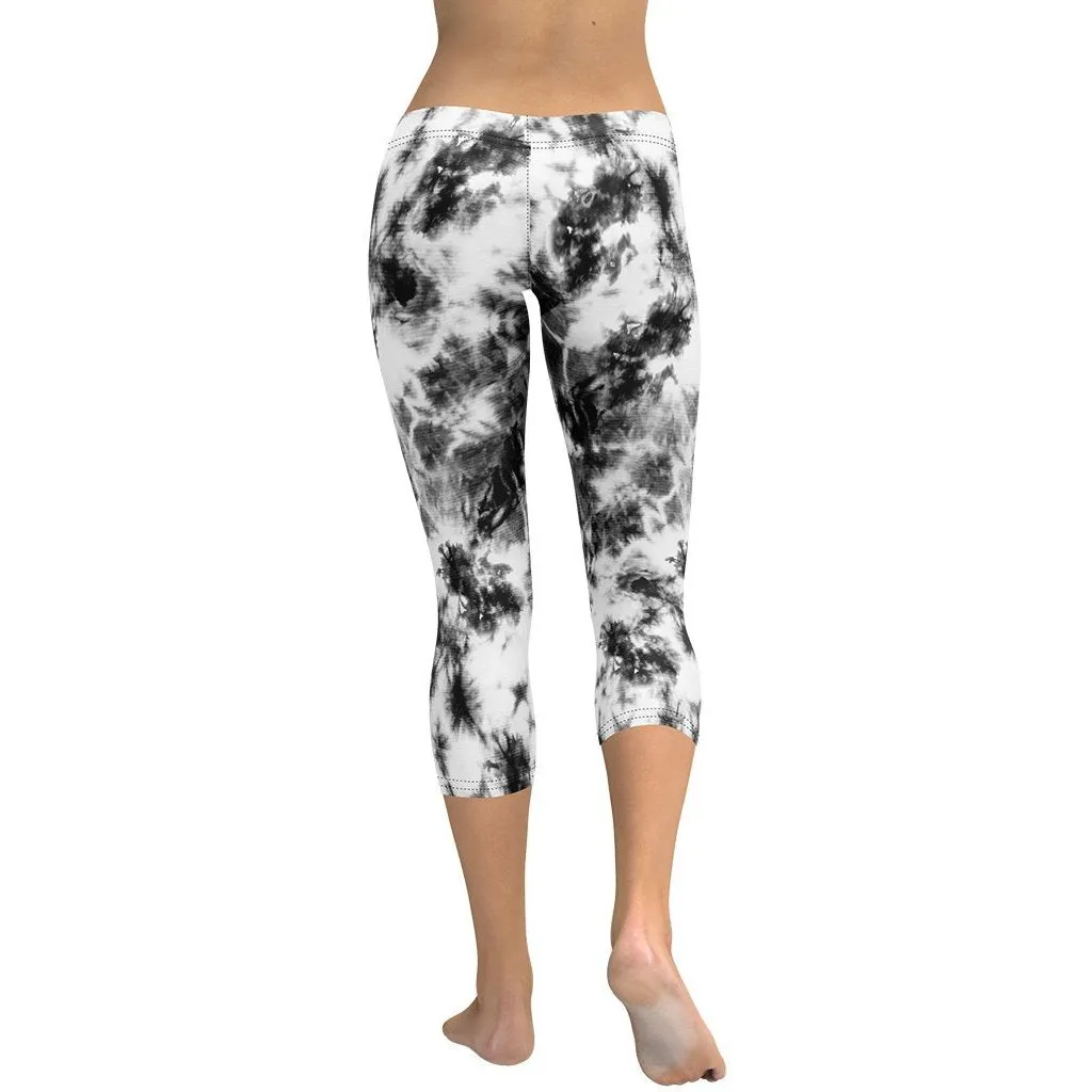 Black & White Tie Dye Capris