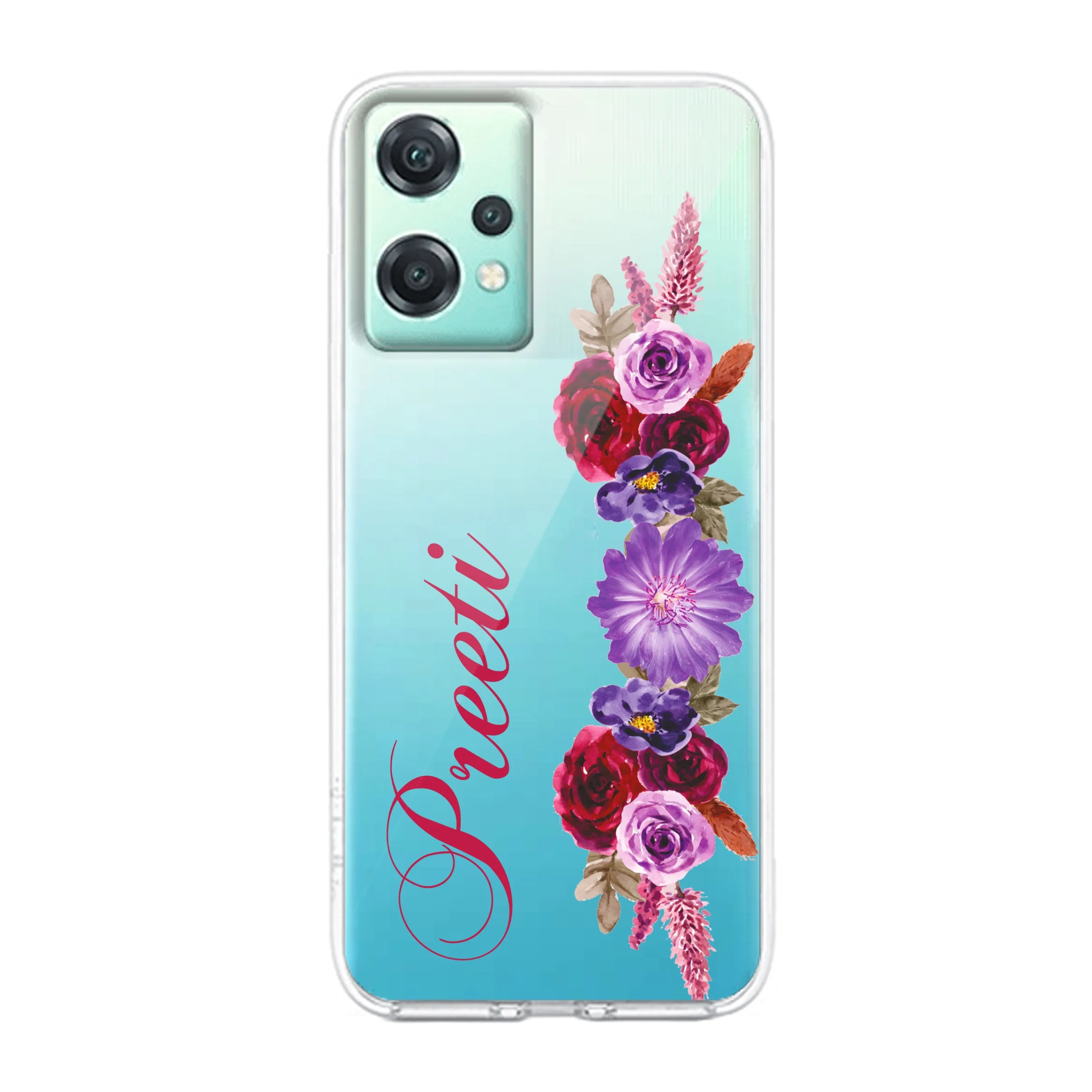 Blue Aster Floral Transparent Silicon Case For OnePlus