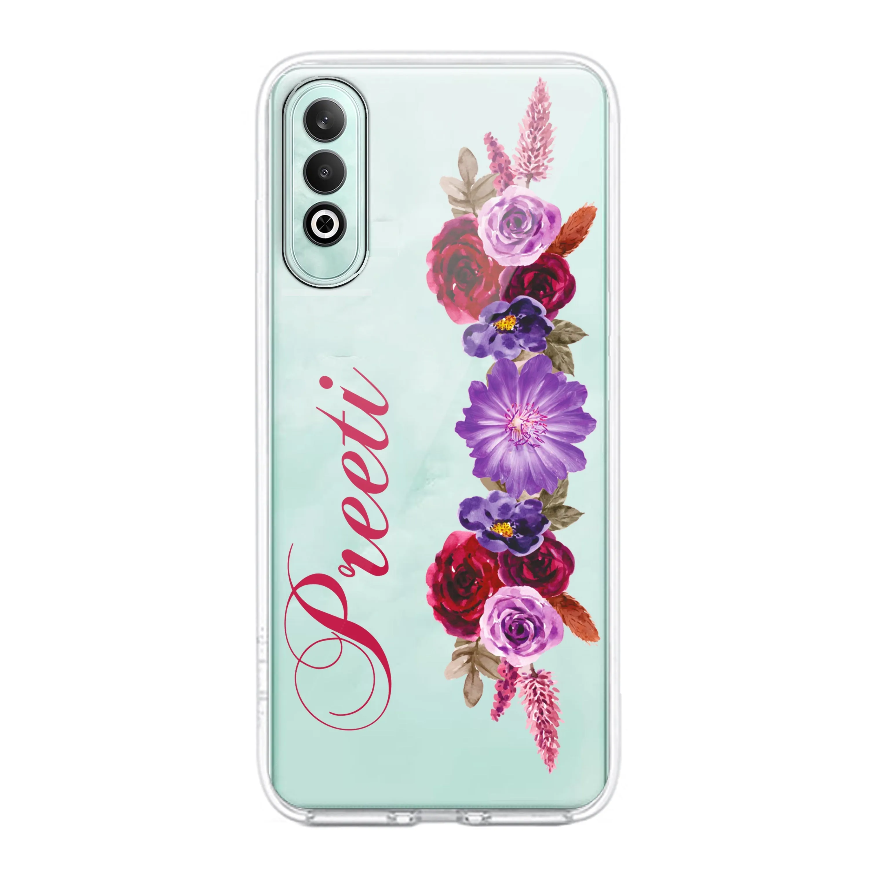 Blue Aster Floral Transparent Silicon Case For OnePlus