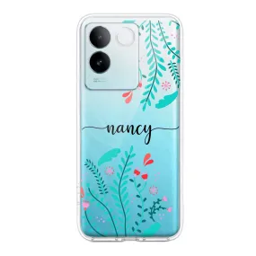 Blue Floral Customize Transparent Silicon Case For iQOO