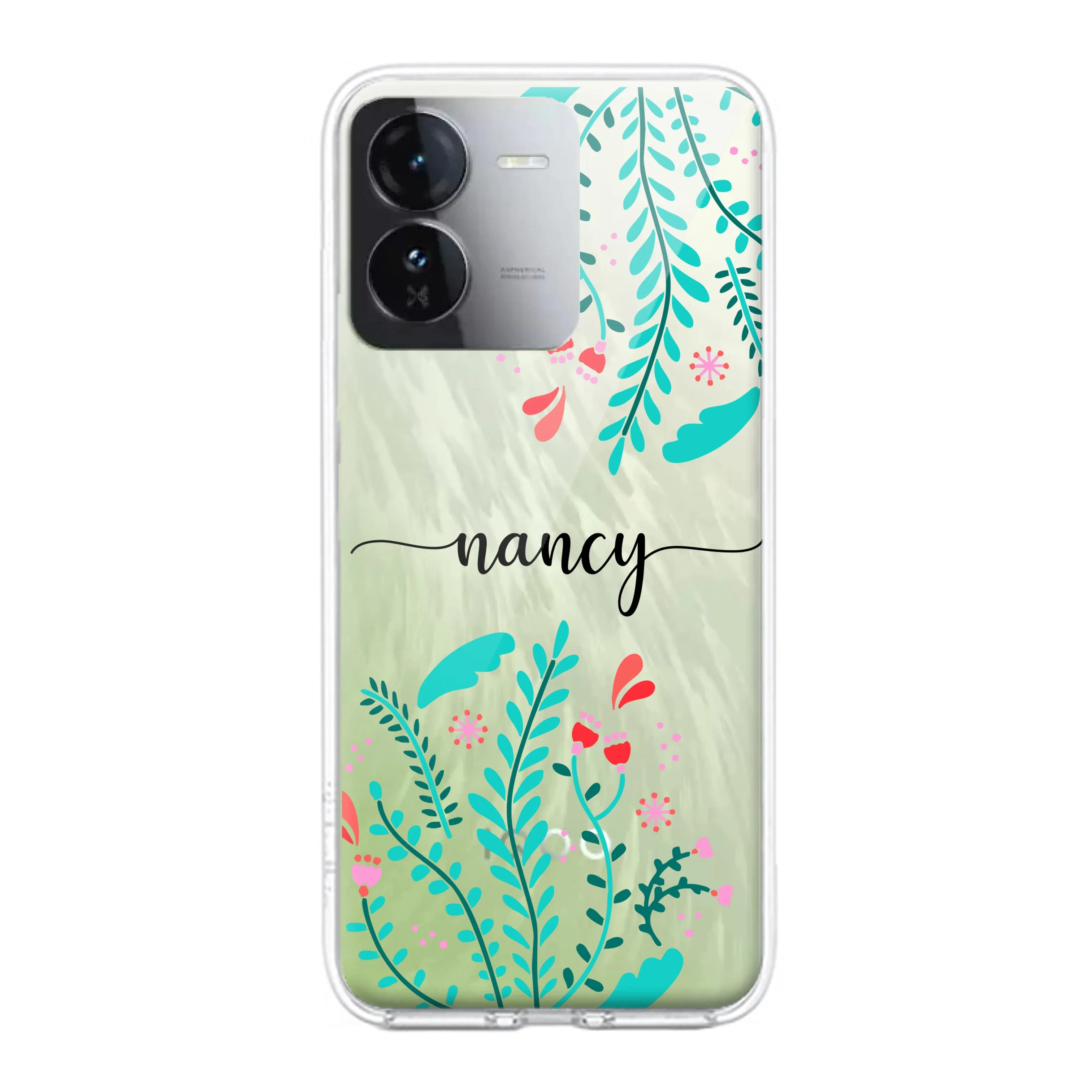 Blue Floral Customize Transparent Silicon Case For iQOO