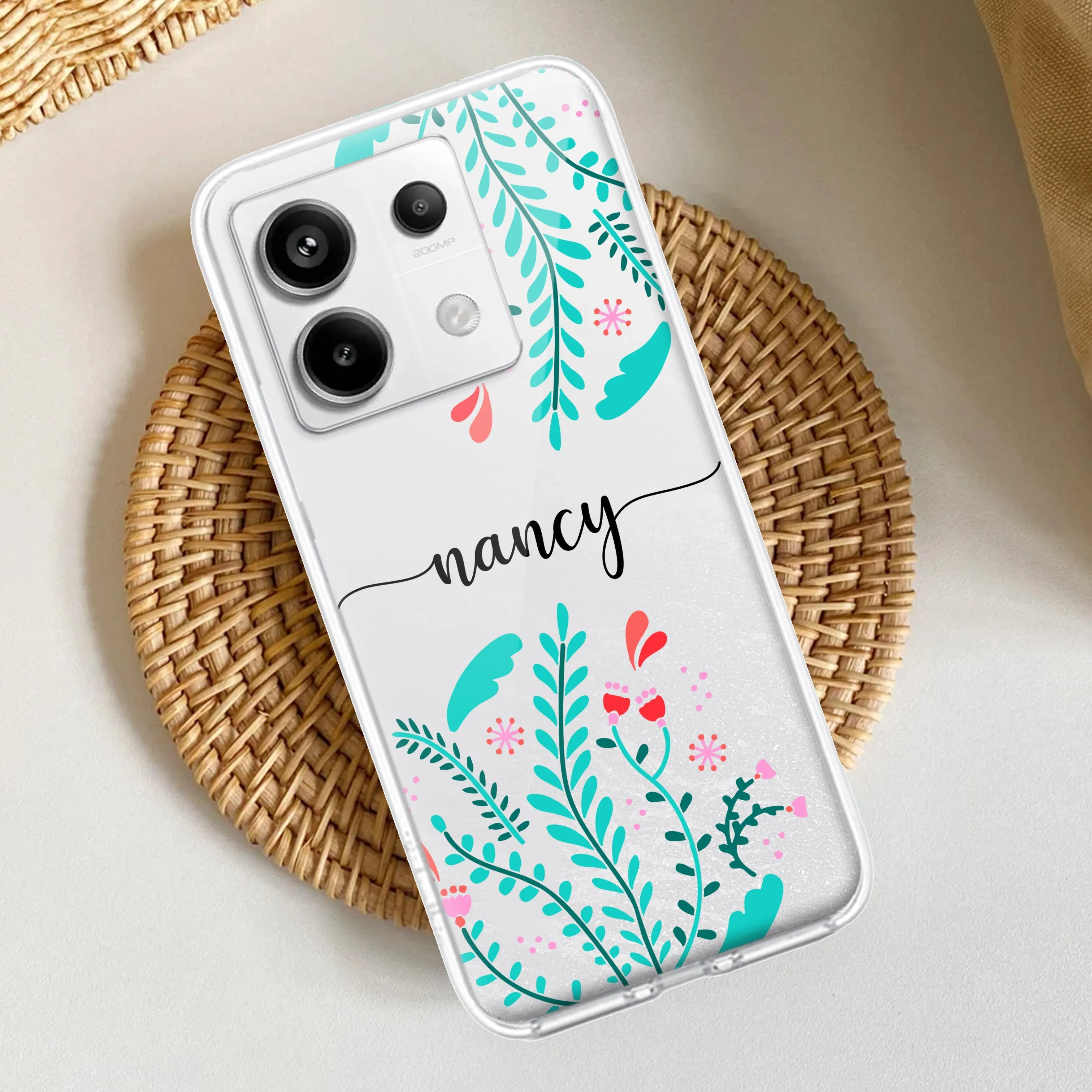 Blue Floral Customize Transparent Silicon Case For Redmi/Xiaomi