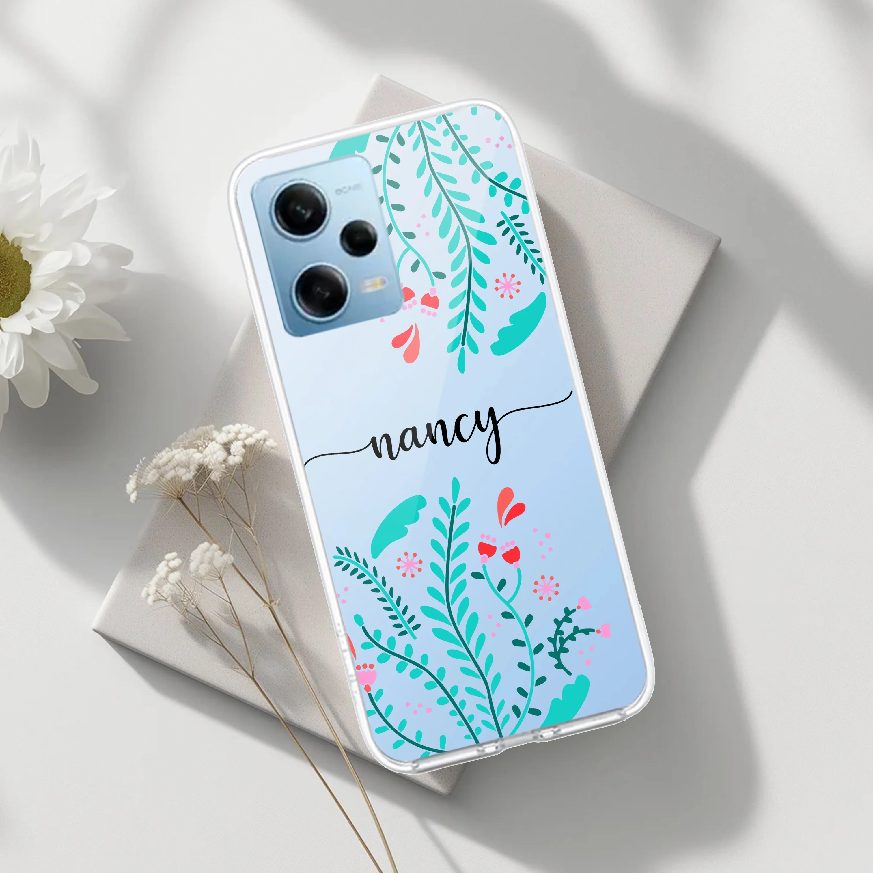 Blue Floral Customize Transparent Silicon Case For Redmi/Xiaomi