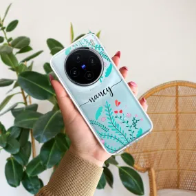 Blue Floral Customize Transparent Silicon Case For Vivo