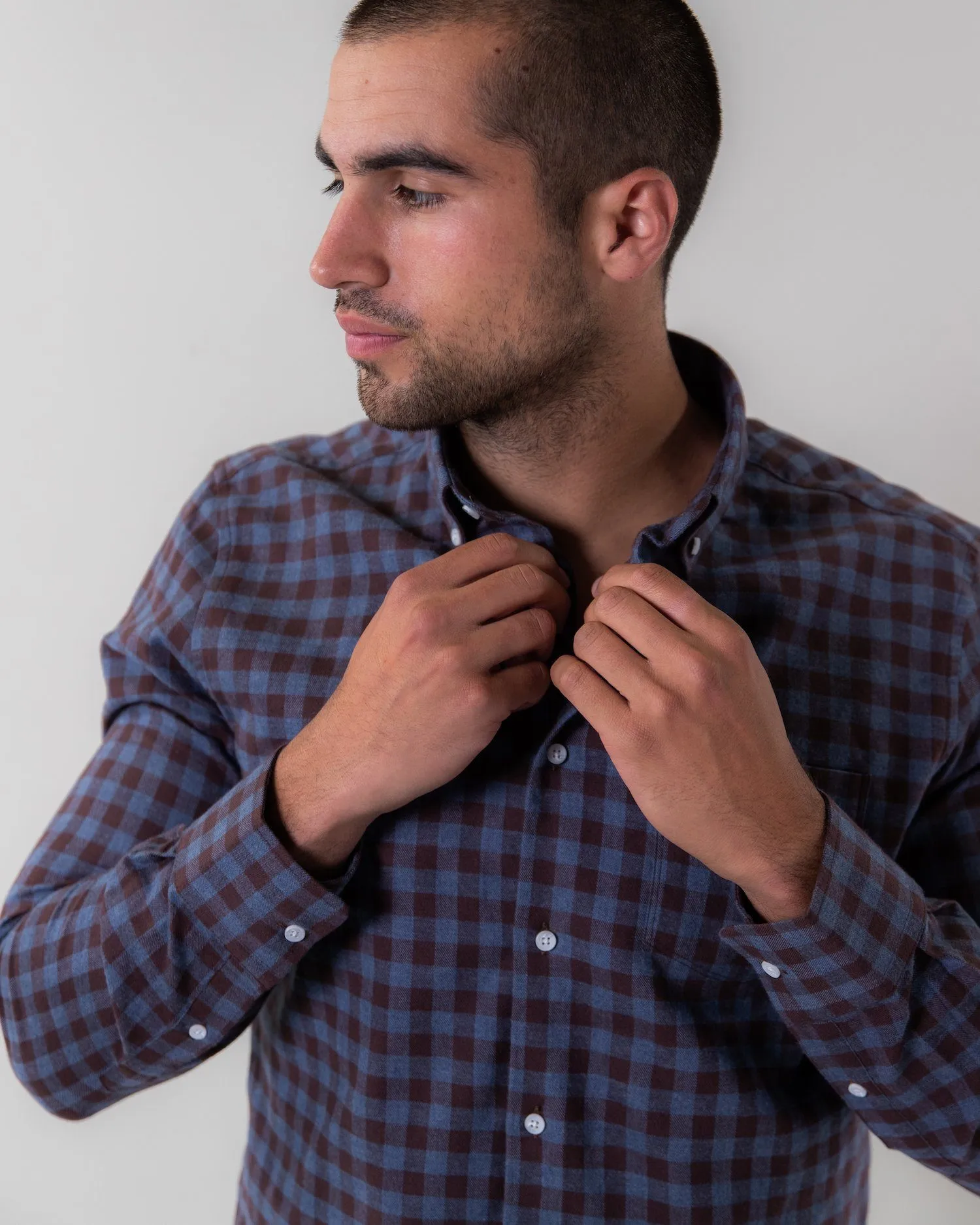 Blue Plaid | Brushed Button Down Shirt