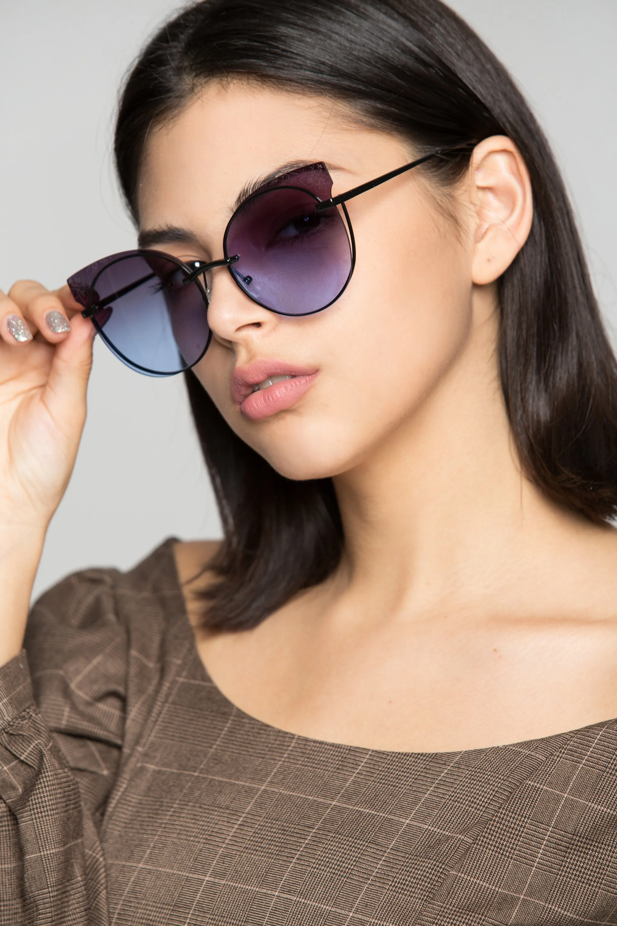 Blue Transparent Oversized Sunglasses