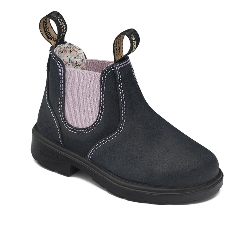 Blundstone #2195 - Kids Navy Suede with Pale Pink Elastic