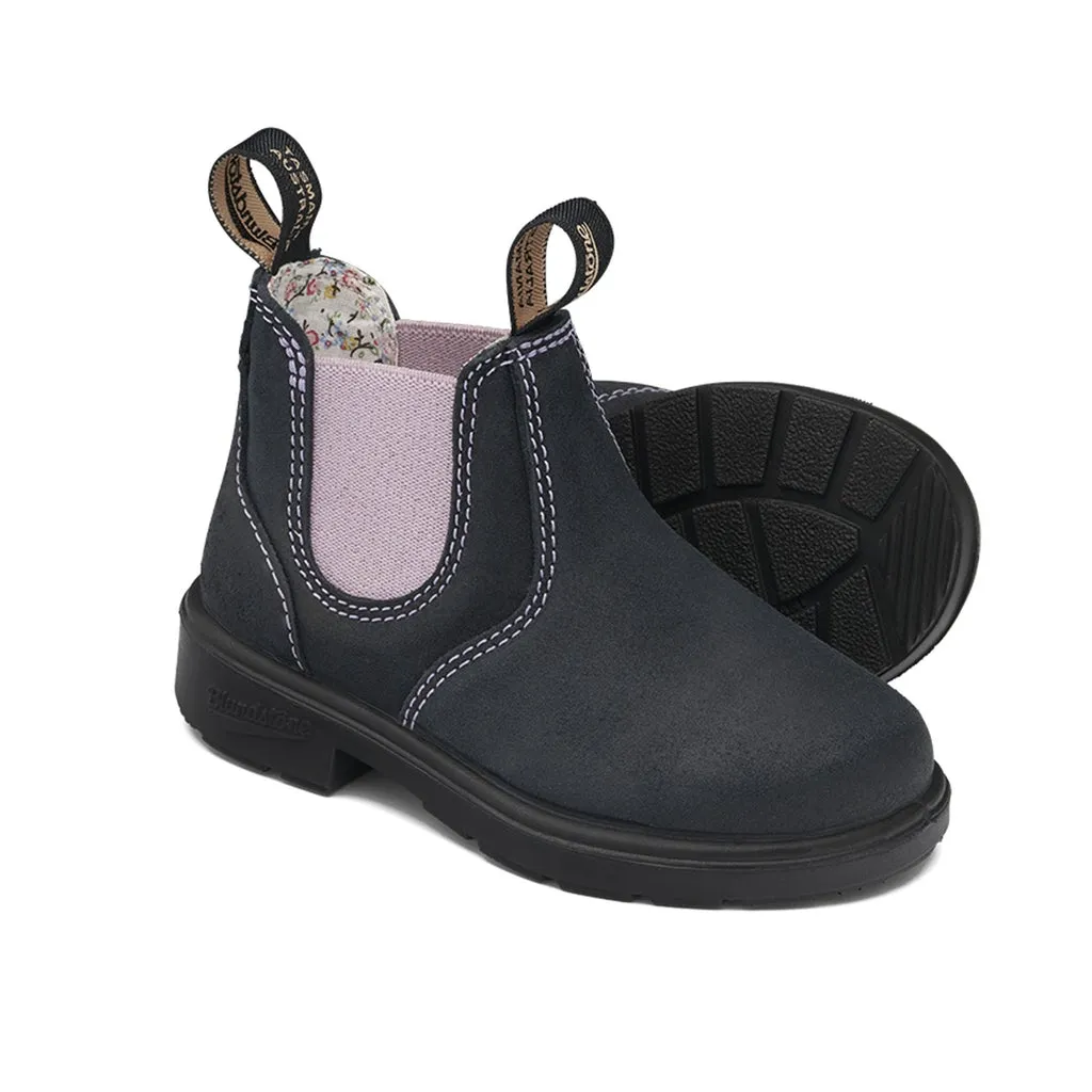 Blundstone #2195 - Kids Navy Suede with Pale Pink Elastic