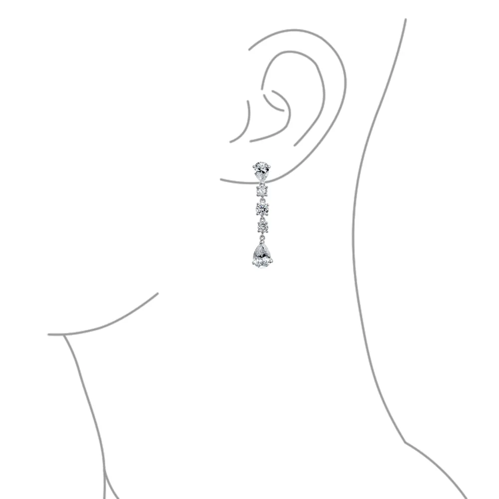 Briolette Teardrop CZ Chandelier Earrings Sterling Silver More Colors