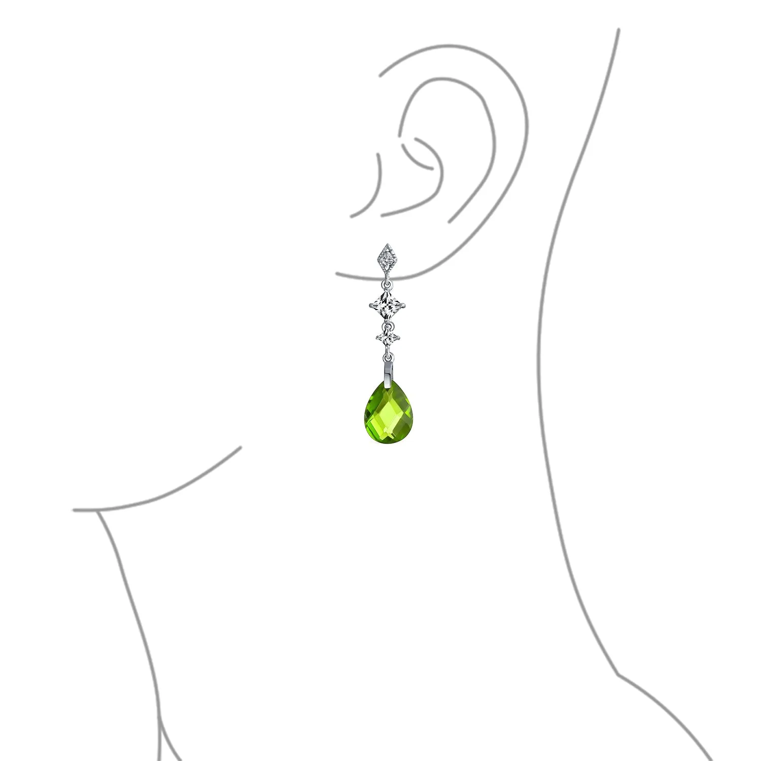 Briolette Teardrop CZ Chandelier Earrings Sterling Silver More Colors