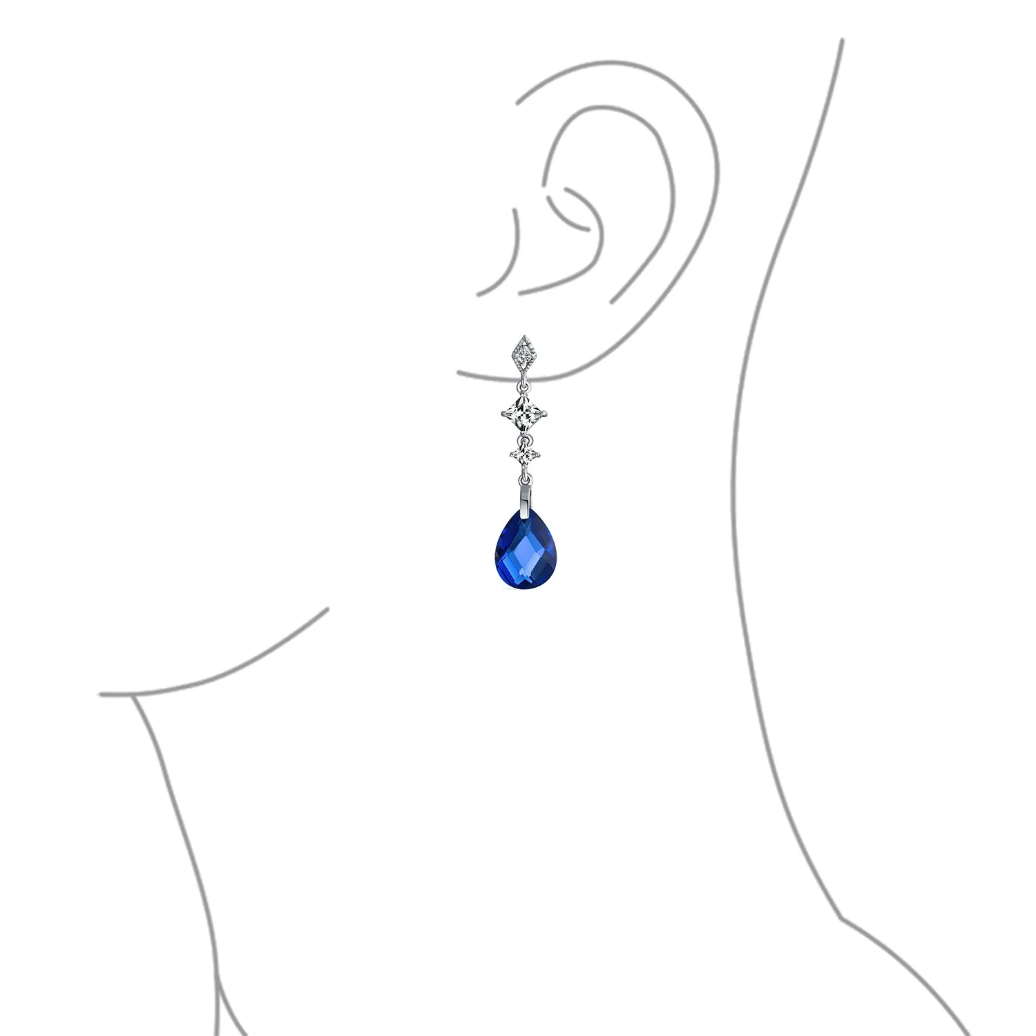 Briolette Teardrop CZ Chandelier Earrings Sterling Silver More Colors