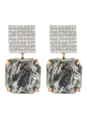 BRUSH STROKE STRASS EMBELLISHED DROP EARRINGS