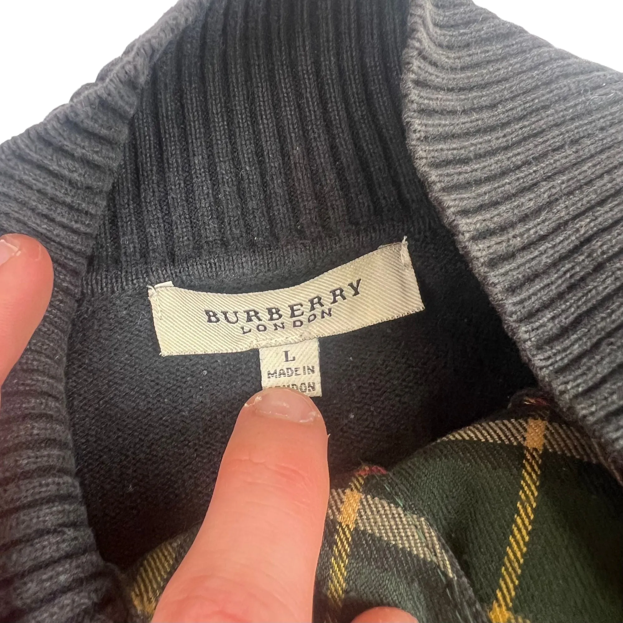 Burberry Button-Up Collar Knit Sweater Black