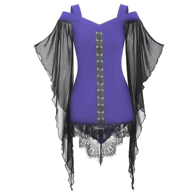 Butterfly Wing Sleeve Polyester Gothic Top